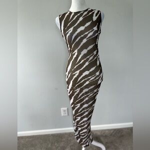 Swim coverup dress brown/white